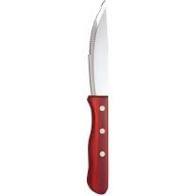 STEAK KNIFE PAKKA WOOD RED HANDLE POINT TIP  1DZ/CS